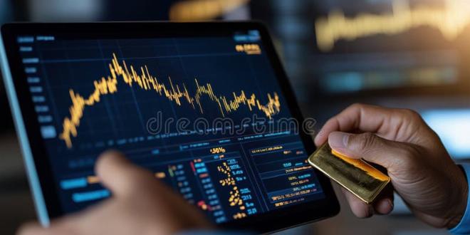 Đồ họa minh họa mối quan hệ giữa lạm phát và giá vàng, với đồng tiền mất giá và biểu tượng vàng thỏi tăng trưởng.