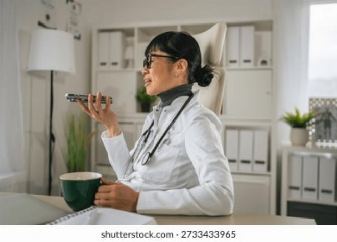 Hình ảnh bác sĩ đang tư vấn cho bệnh nhân về thói quen ăn uống lành mạnh và sử dụng cà phê, phong cách tin cậy