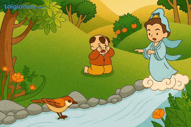 Cậu bé Thành hiền lành nhận chiếc giỏ tre thần kỳ từ bà tiên bên bờ suối trong truyện cổ tích kể chuyện hay cho tiktok