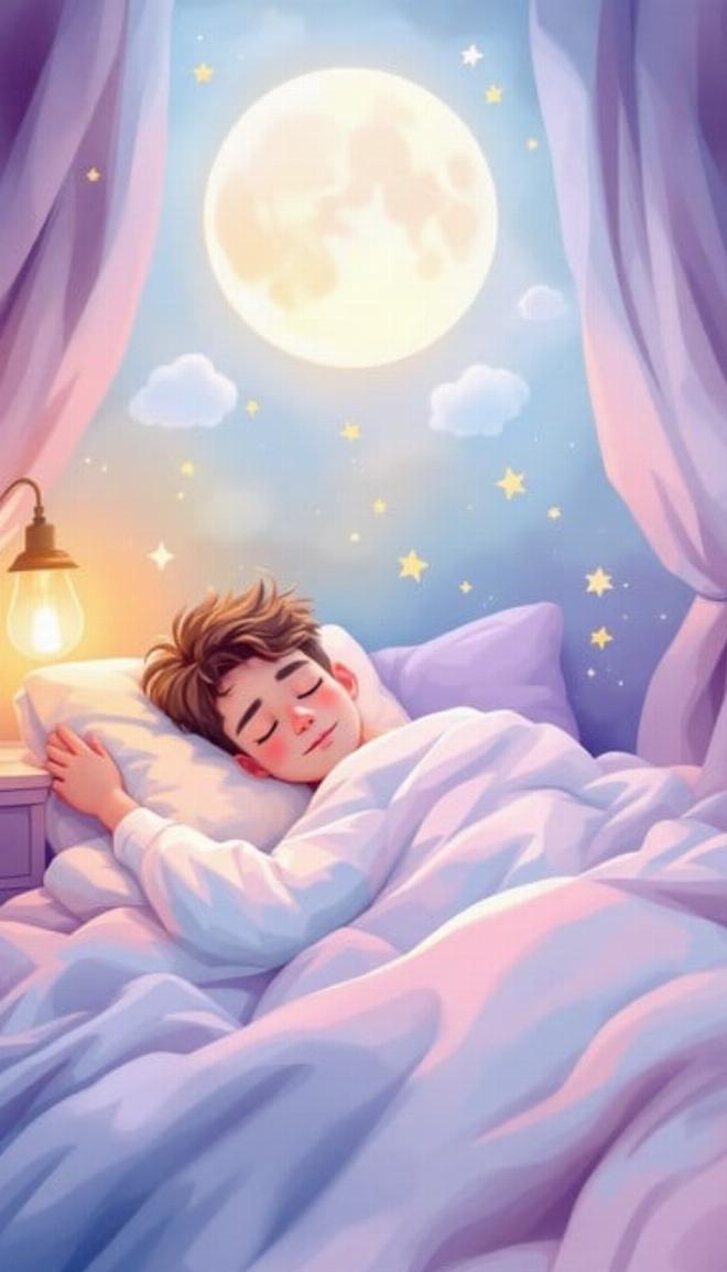 Hình ảnh em bé đang ôm chiếc gối mây trắng muốt trong căn phòng nhỏ ấm áp, truyện cổ tích dễ ngủ cho trẻ em
