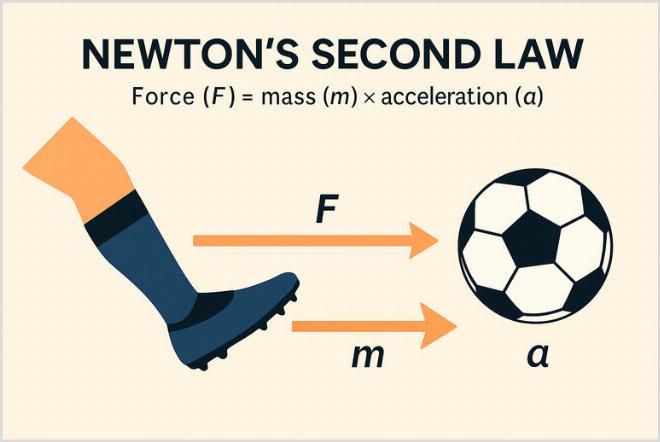 Bảng mô tả công thức F=ma của định luật Newton hỗ trợ giải bài tập vật lý