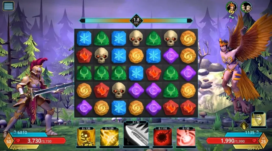 Game match 3 kết hợp yếu tố nhập vai chiến đấu