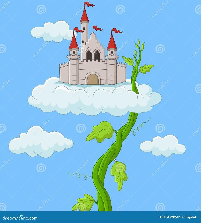 Tòa lâu đài nguy nga của gã khổng lồ ẩn hiện trong làn mây trắng xóa phía cuối cây đậu