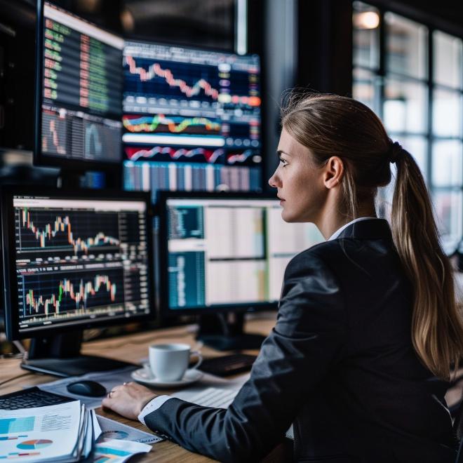 Chuyên gia kinh tế phân tích biểu đồ giá vàng và biến động đồng USD trên máy tính