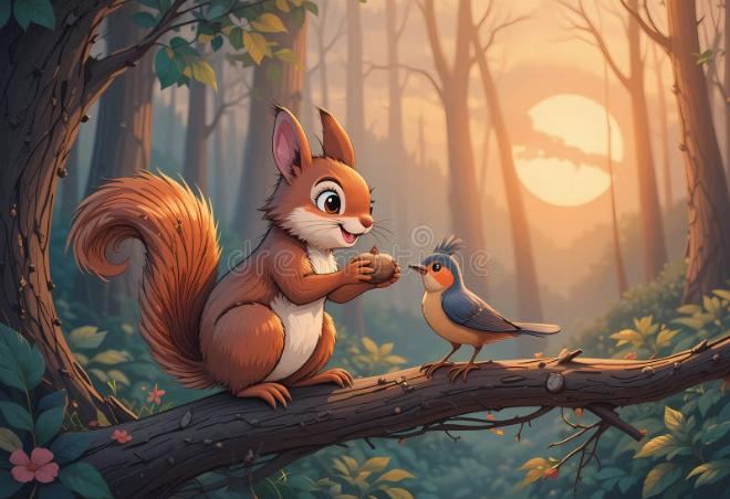 Hạt dẻ vàng tỏa sáng lung linh giữa rừng xanh trong truyện cổ tích reels ngắn cho bé