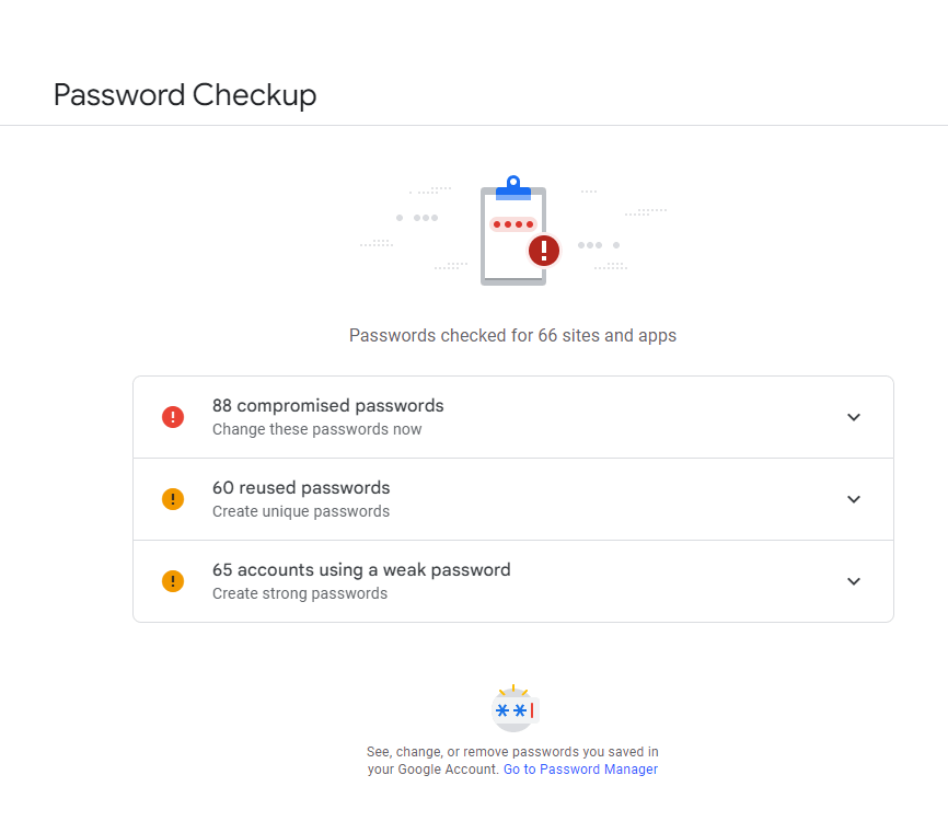 Sử dụng Google Password Manager để kiểm tra độ mạnh và phát hiện mật khẩu bị rò rỉ