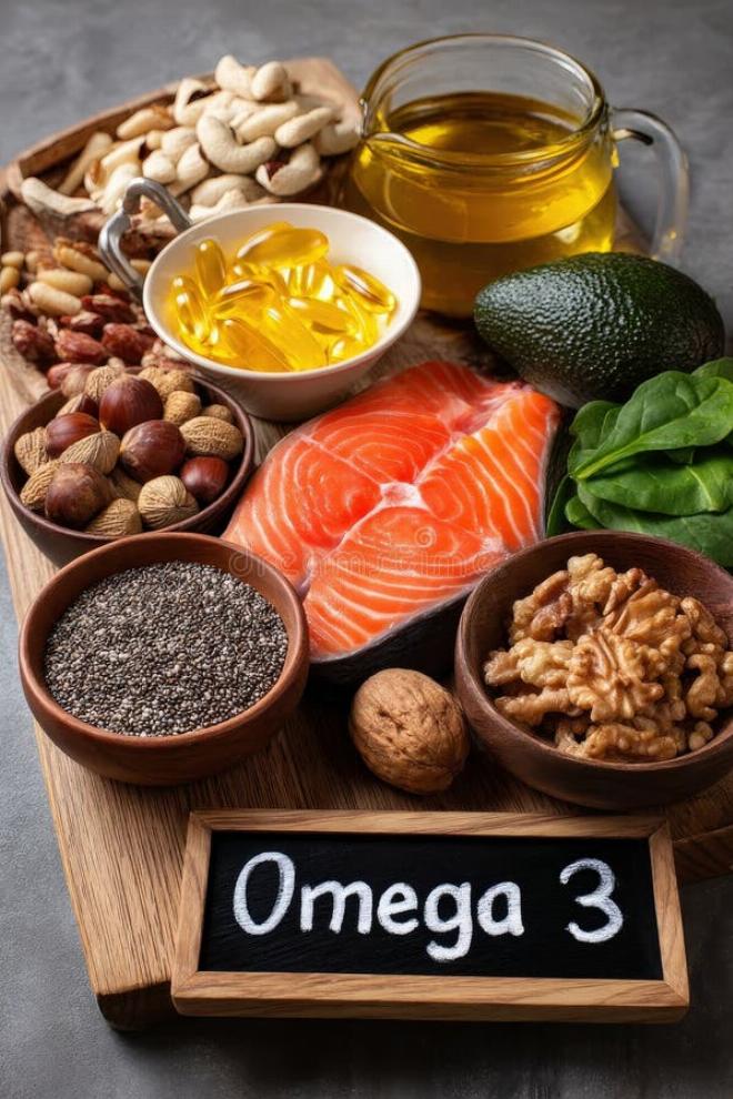 Bát sữa chua trắng mịn với hạt chia, vài lát táo xanh và một ít quả óc chó